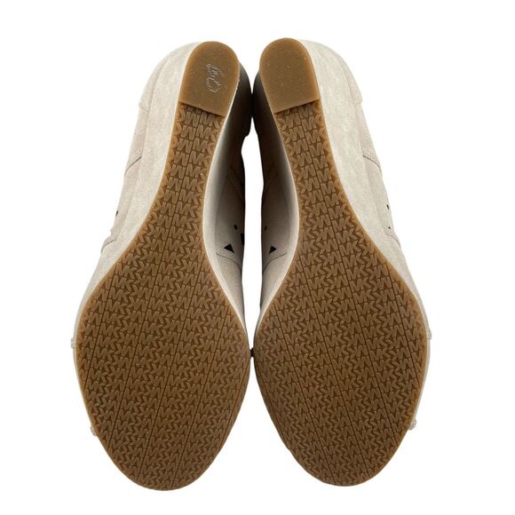 Michael Kors Women's Ankle Wedge Booties Size 10M Taupe Suede Cutout Peep Toe - Picture 9 of 13